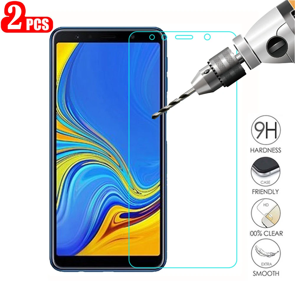 2 шт. закаленное стекло для Samsung Galaxy A7 2018 A9 A6 A8 J6 J4 Plus защита экрана защитное на