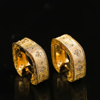 

S925 Sterling Silver Fine Jewelry Italian Style High Quality Vintage Cubic Zircon Clover Square Earrings for Women