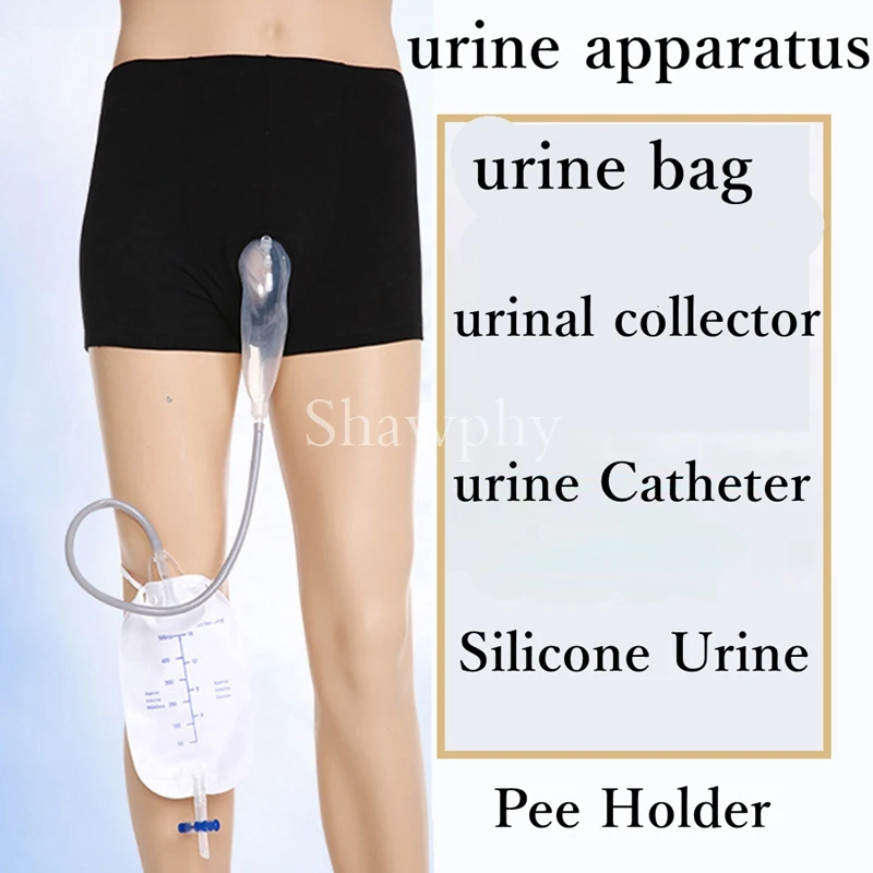 Urine Bag Shorts Reusable Male Urinal Bags Silicone Funnel Pee Holder Collector with Catheter For Old Men Bedridden | Красота и