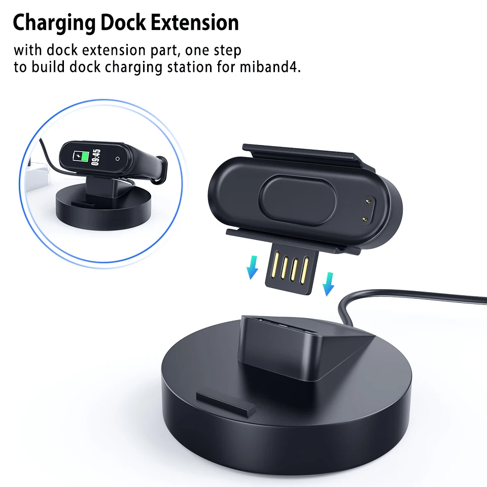 USB зарядное устройство без разборки для Xiaomi mi Band 4 удлинитель зарядного