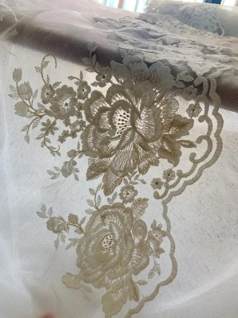 

1 yard Delicate Embroidered Lace Trim Cotton Lace Trim By The Yards