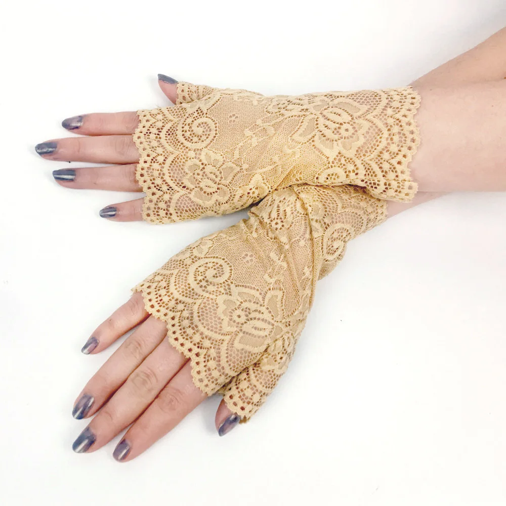 Ladies Fingerless Short Fingerless Sailor Dance Half-finger Lace Gloves Driving Sunscreen UV Protection Scar Scar Gloves