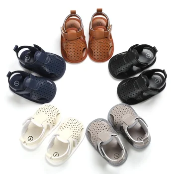 

New Hot Toddler Baby Boy Summer Sandals Soft Sole Shoes Leather Breathable Star Hollow Out Baby Slippers Prewalker Sandal Shoes
