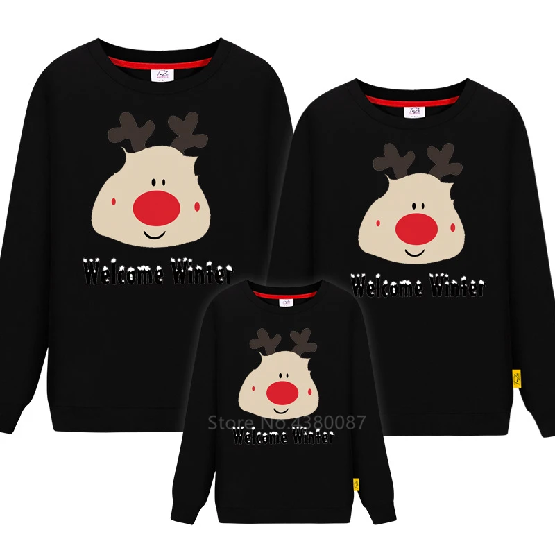 Новогодняя одежда для всей семьи; Рождественский свитер для мамы и дочки; свитер для маленьких девочек; Цвет Красный; хлопковые рождественские вечерние одинаковые комплекты для дома - Цвет: Black