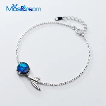 

MosDream Starry Sky Ocean Blue Crystal Fishtail Design Bracelet Gemstone Bracelet Silver s925 Jewelry Women Bracelet