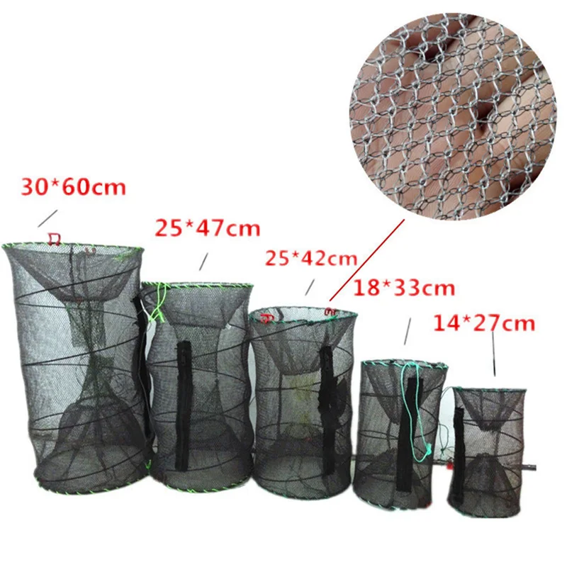 Drop Trap Net Portable Crayfish Crab Shrimp Lobster Cage Collapsible Live Fishing Basket Accessories Small | Спорт - Цена: 351,43 - 1 312,39 руб.