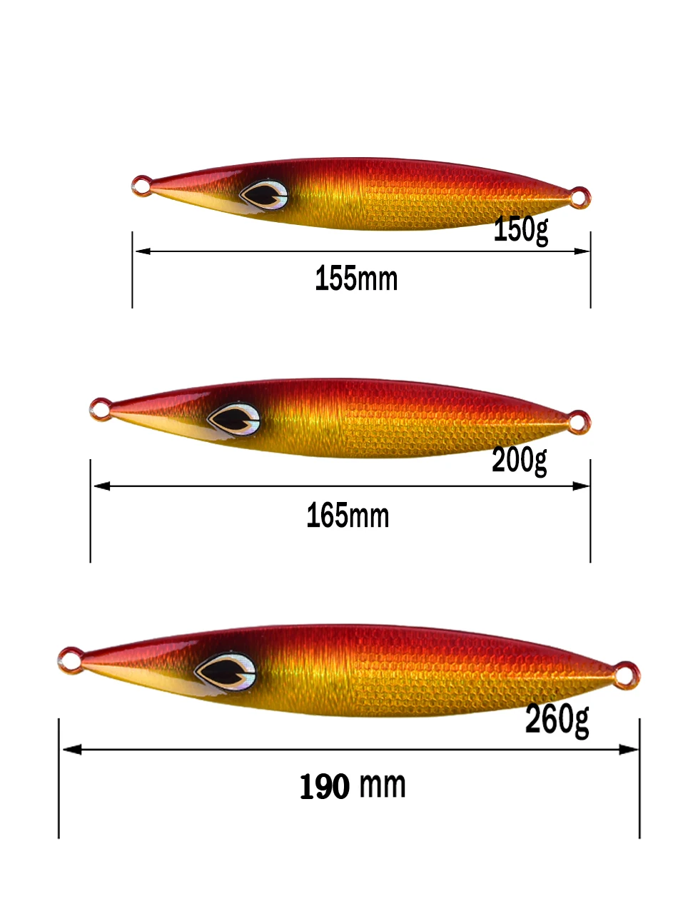 Gabarito de Água Isca de Pesca Colher de Peixe 260g Luminoso Lento Fundição Salgada Metal Jigging Chumbo Isca Vertical 3 Pçs 150g - 200g 5 isca de pesca chumbo colher de peixe isca vertical jigging isca