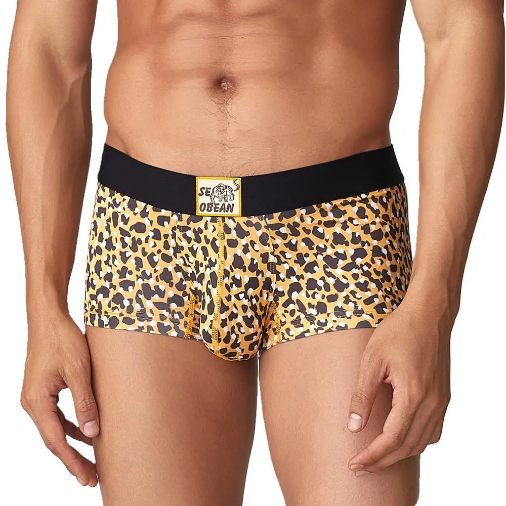 

SEOBEAN 2022 New Men's Boxer Briefs Sexy Underwear Men Underpants Boxer Shorts Leopard Print Panties Boxers for Men