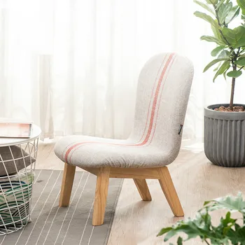 

Solid wood small chair Nordic home fabric backrest stool change shoes stool feeding stool short breastfeeding chair