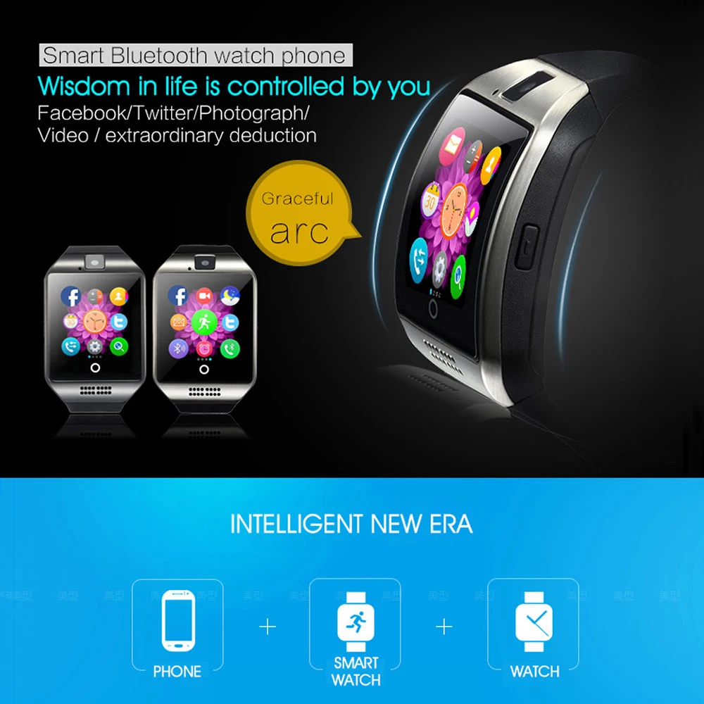 

Q18 Men Bluetooth Smart Watch Women With Camera Facebook Whatsapp Twitter Sync SMS Smartwatch Support SIM TF Card watches