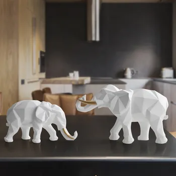 

2Pcs/set Nordic Modern Creative Elephant Art Sculpture Animal Statue Resin Crafts Decorations For Home Desktop Office WR5
