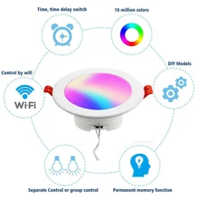 Tuya app wifi умный светодиодный светильник с регулируемой яркостью RGBCCT 7 Вт Светодиодный точечный светильник 220 В/110 В потолочный светильник Встраиваемый светильник с круглой панелью
