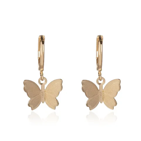 Gold Silver Color Butterfly Earring for Women Round Dangle Drop Brincos Valentine's Day Gifts  Jewelry