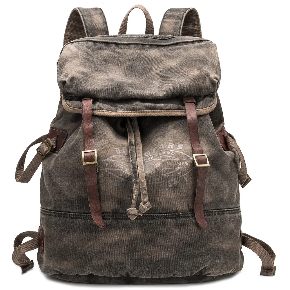 

AliExpress Supply of Goods 2019 Men Backpack Canvas Large Capacity Leather Backpack Outdoor Leisure Bag Computer Bag