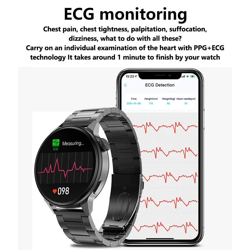 2022 New NFC Smart Watch Men Bluetooth Call Sport GPS Track Watches Women Heart Rate ECG