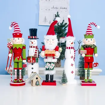 

GloryStar Wooden Color Painting Christmas Santa Claus/Snowman Shape Doll Desktop Ornament Kids Toy