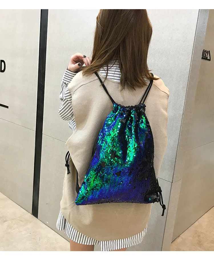 Новая мода блестки Drawstring Рюкзак луч порт s сумка для хранения карман сумка для покупок путешествия рюкзак