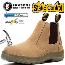 Защитная обувь со стальным носком; водонепроницаемая обувь из натуральной кожи; мужские уличные ботинки «Челси» без шнуровки; мужские повседневные рабочие сапоги