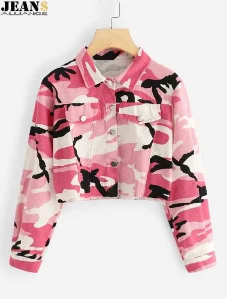 

Camouflage Denim Jacket Women Basic Coat Autumn Short Jean Jacket Women Denim Jacket Streetwear