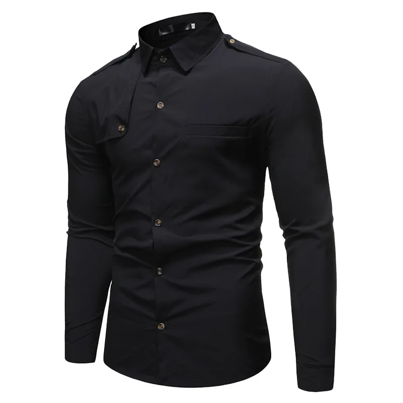 Мужская Повседневная рубашка Slim Fit Мужская Повседневная рубашка на пуговицах Однотонная рубашка с длинными рукавами официальные сорочки мужская одежда