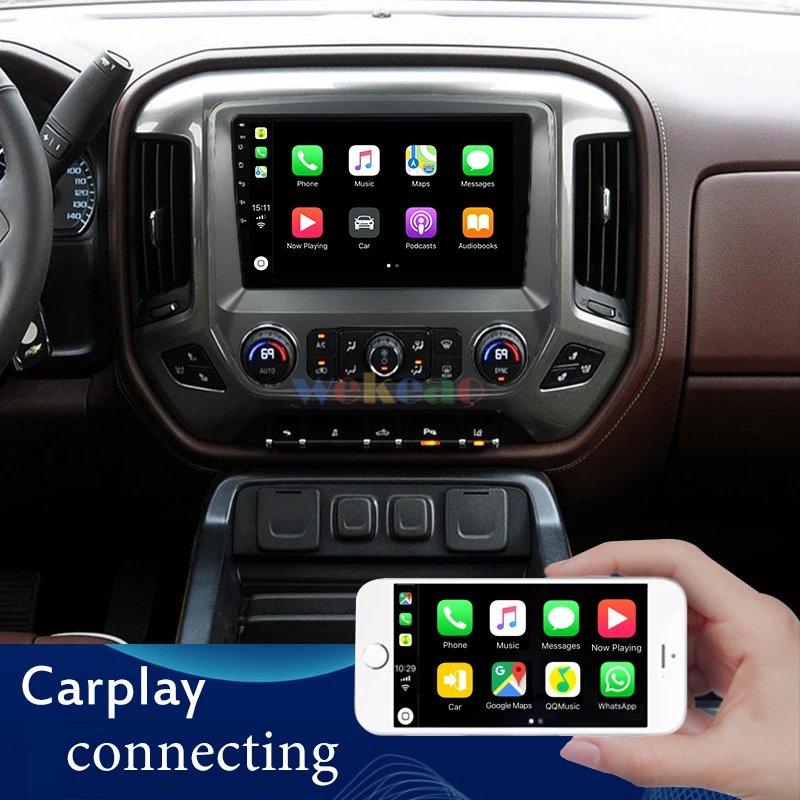 Wekeao 9'' 1 Din Android 9.0 Car Radio Automotivo For Chevrolet Silverado GMC Android Auto GPS Navi