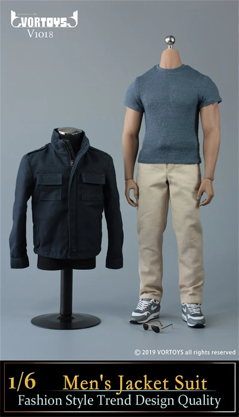 

Scale 1/6 VORTOYS V1017 V1018 Men's Soldier Retro Leather Jacket Tooling Jacket Set 12 Inch Man Puppet Available For Collection
