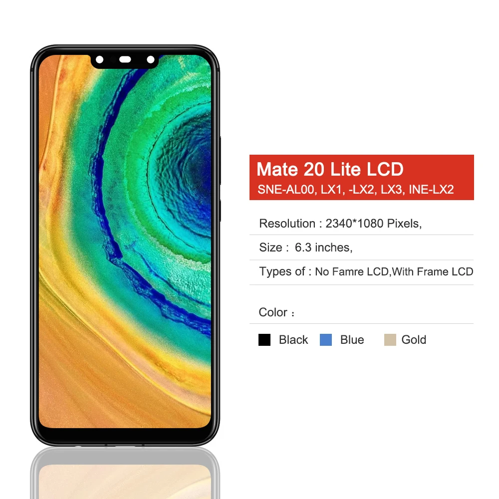 Display Ricambio Per Huawei Mate 20 Lite - Schermo LCD Con Touch Digitizer, Compatibile Con SNE-LX1, SNE-LX2, SNE-LX3, Nero - Foto 2