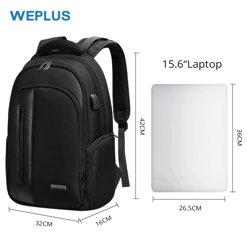 WEPLUS рюкзак большой емкости с зарядкой от USB для мужчин, 15,6 дюймов, рюкзак для ноутбука, многофункциональный рюкзак для путешествий, школьные сумки с защитой от кражи