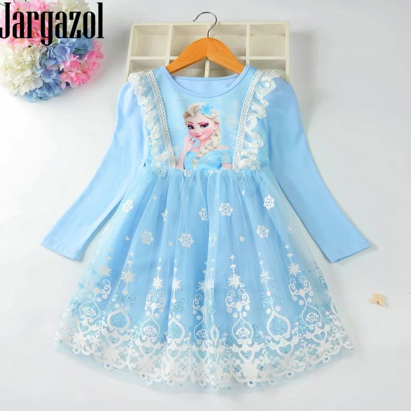 

Jargazol Kids Elsa Christmas Dress Princess Costume Lace Mesh Long Sleeve Dresses for Girls Outfits Autumn Party Clothes Vestido