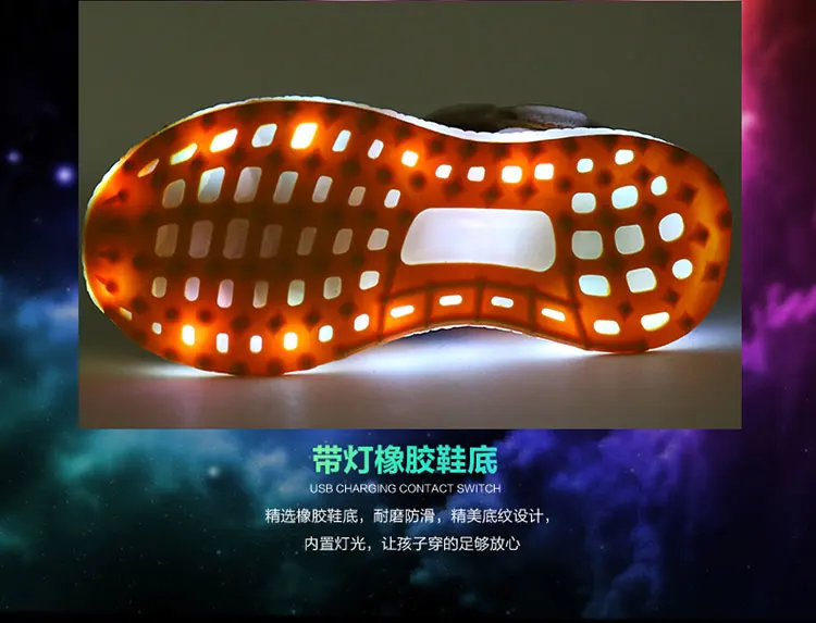 2018 Серебристые летние дети светодиодный светильник сандалии USB зарядки Дети СВЕТОДИОДНЫЙ световой обувь для мальчиков и девочек; удобные