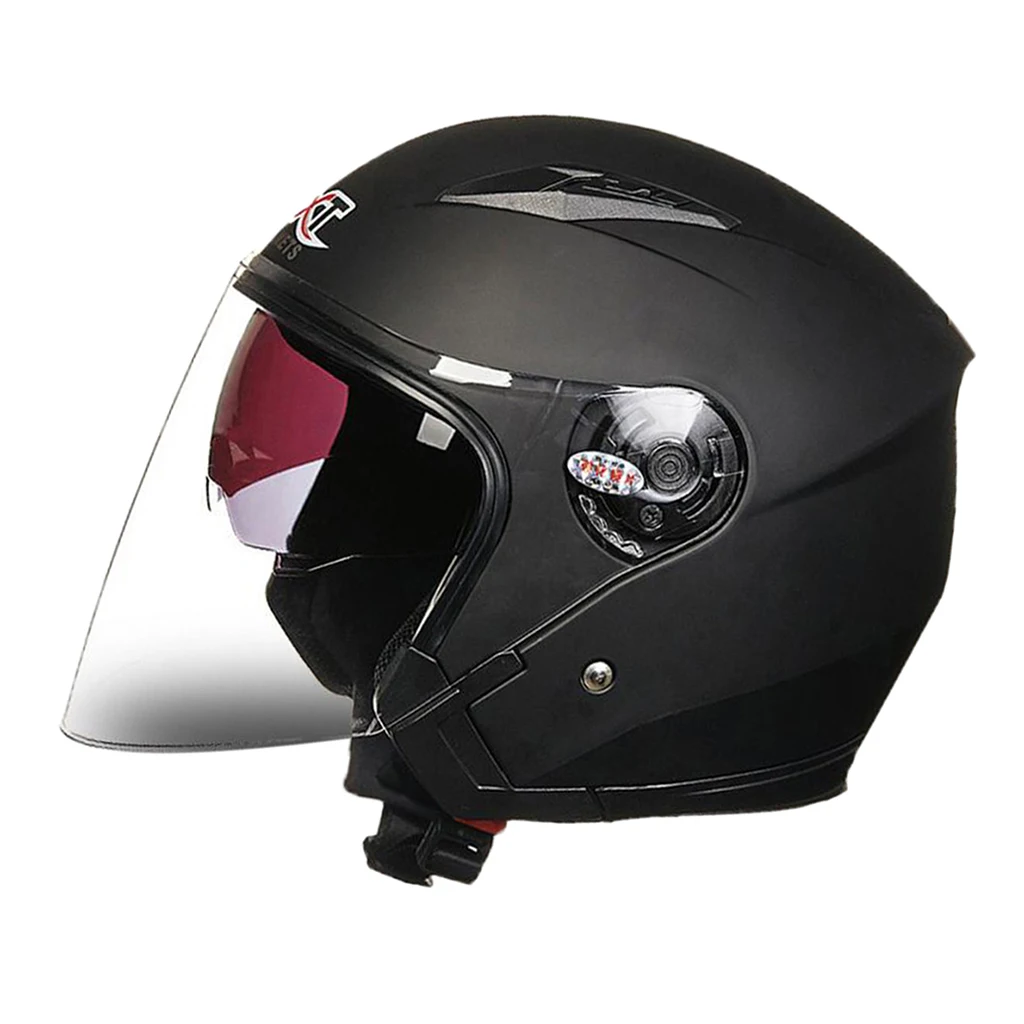 Bright Black XL as Perfeclan мотоциклетный шлем половина лица Daul козырек шлем УФ-защита - Цвет: Bright Black XL as