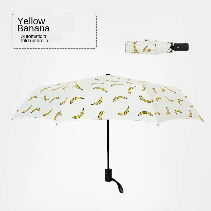

Fully Automatic Rain Umbrella Women's Rain Or Shine Dual Purpose Folding Umbrella Three Fold Sun-resistant Summer Parasol