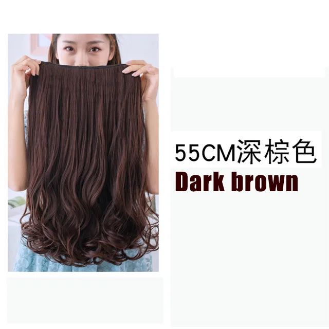 Парик женский длинные вьющиеся волосы большая волна натуральные длинные волосы прямые волосы кусок сетки красный милый u-образный бесшовный парик кусок головной убор - Цвет: 55cm