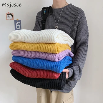 

Sweaters Mens O-neck Solid Pullovers Thickening Simple Mens Korean Style All-match Harajuku Loose Plus Size 2XL Ins Leisure New