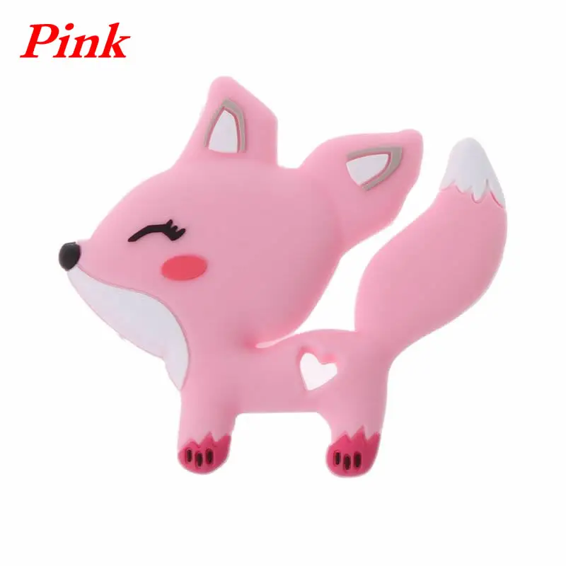 Pink Милый Лисичка, детский прорезыватель, силиконовый прорезыватель, BPA бесплатно, сделай сам, пустышка, цепочка, бусины, прорезыватель, игрушка, силиконовый Прорезыватель - Цвет: Pink