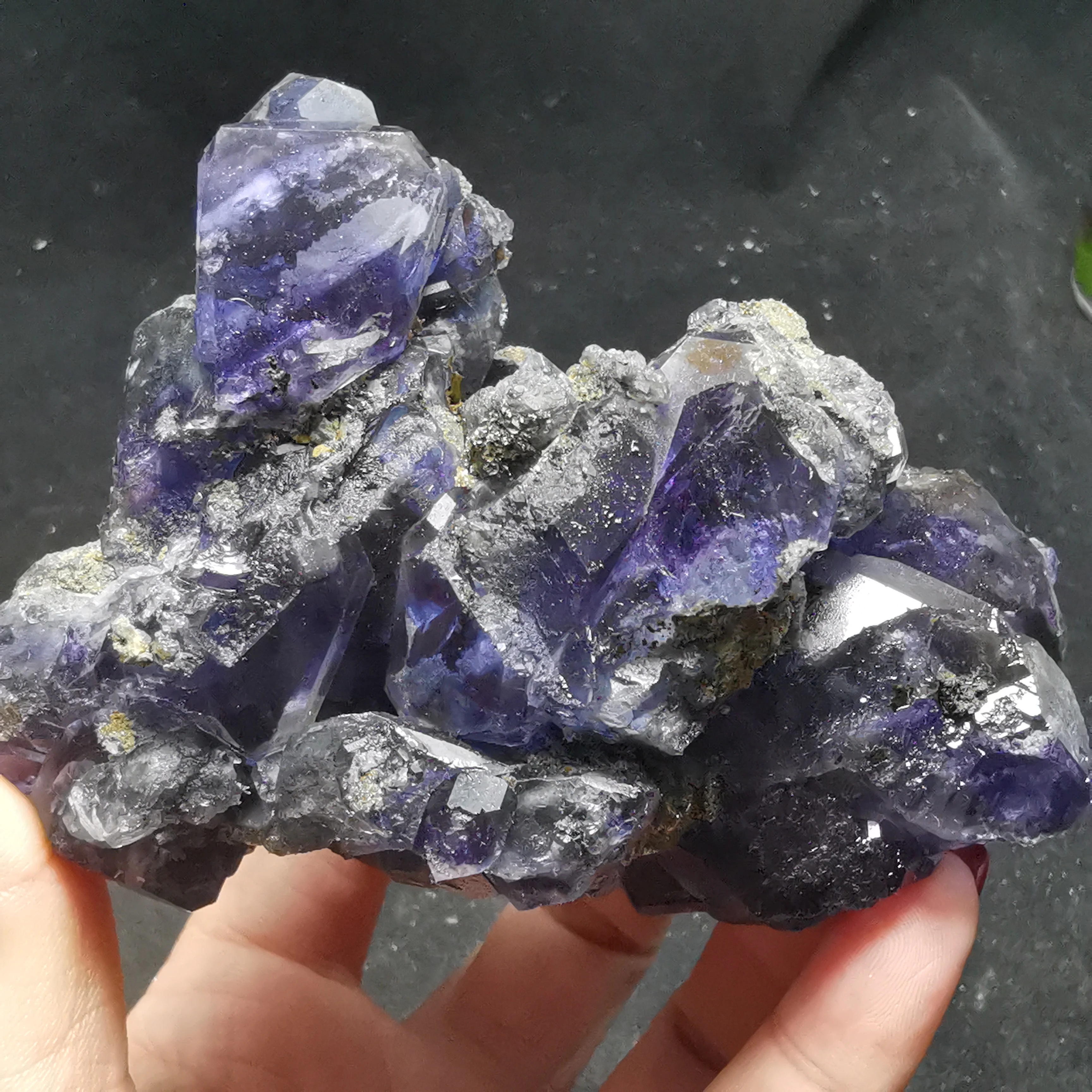 

308.7gNatural rare mirage window purple fluorite cluster mineral specimen healing crystal quartz pristine gem