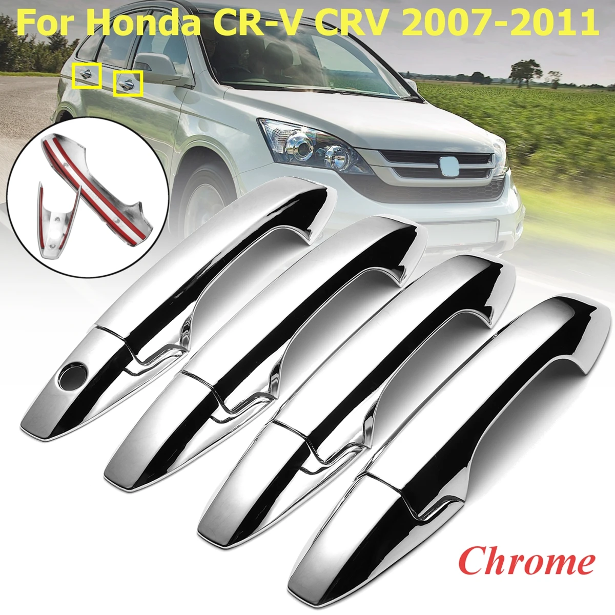 Набор из 8 предметов АБС-хром 4 крышки для дверных ручек Honda CRV 2007 2008 2009 2010 2011 ручки