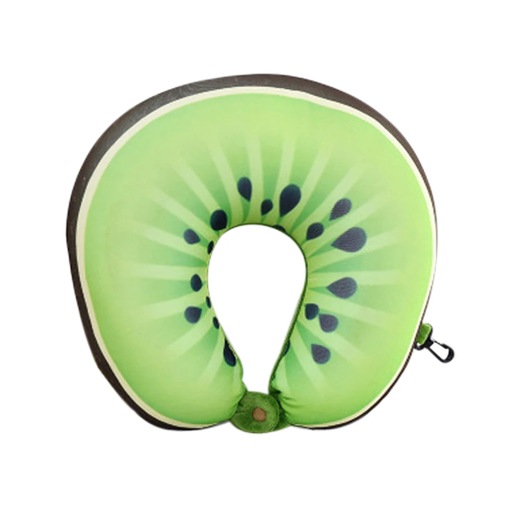 Fruit kiwi Подушка для шеи с губчатым наполнителем, Офисная Милая u-образная подушка, подголовник автомобиля, цвет, мультяшное животное, ложится в кровать, сон, ворс - Цвет: Fruit kiwi