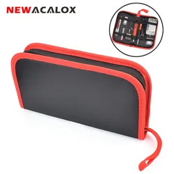NEWACALOX Bolsa de herramientas de reparación de Hardware, bolso portátil de herramientas de soldadura eléctrica para el hogar, multifunción, de cuero PU, con cremallera
