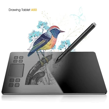 

VEIKK A50 Graphics Drawing Tablet with 10 x 6 inch Large Active Area and Papery Texture Surface (Battery-Free Passive Pen)