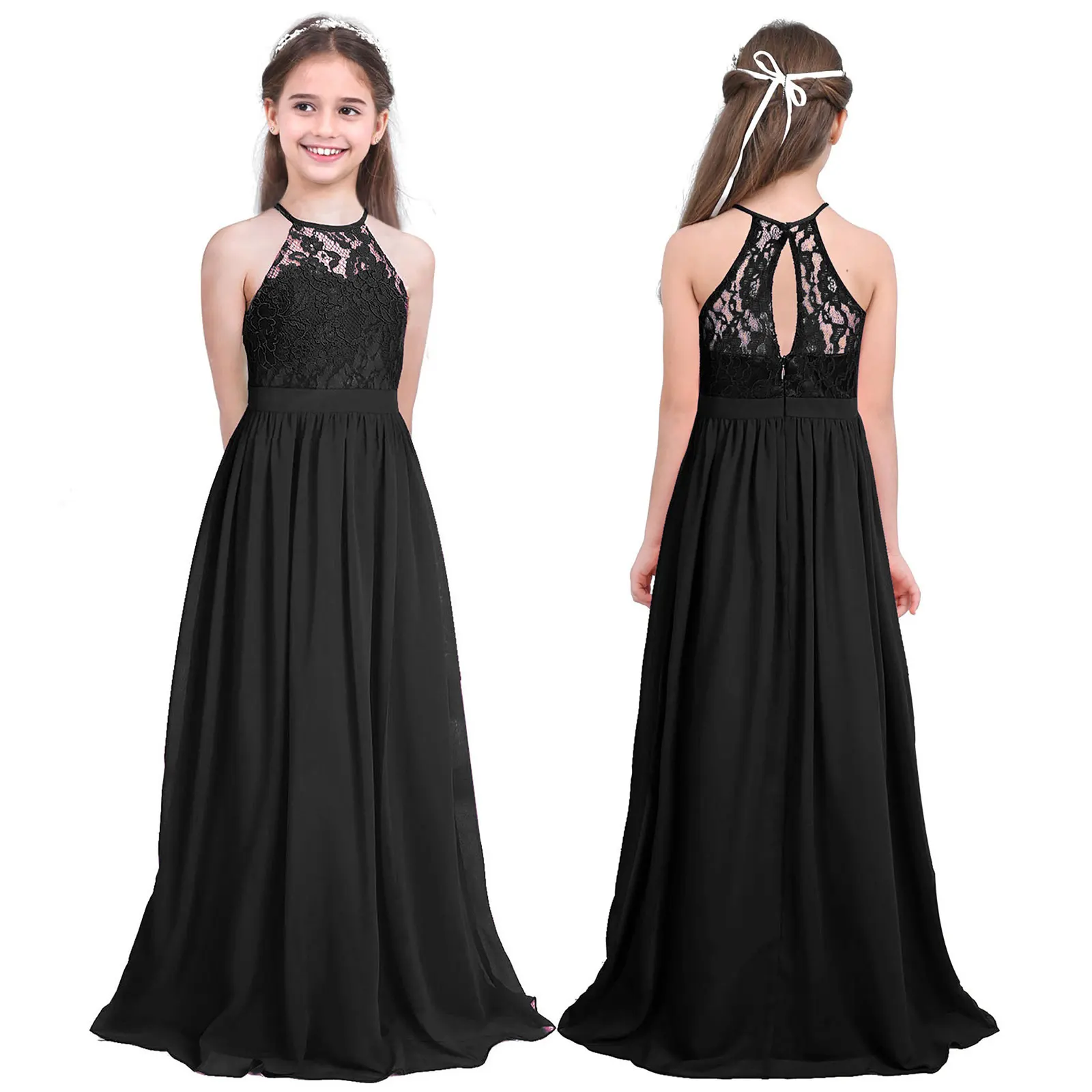 Chiffon Teenagers Kids Girls Wedding Long Dress Elegant Princess Party Pageant Formal Teen Children's Clothes