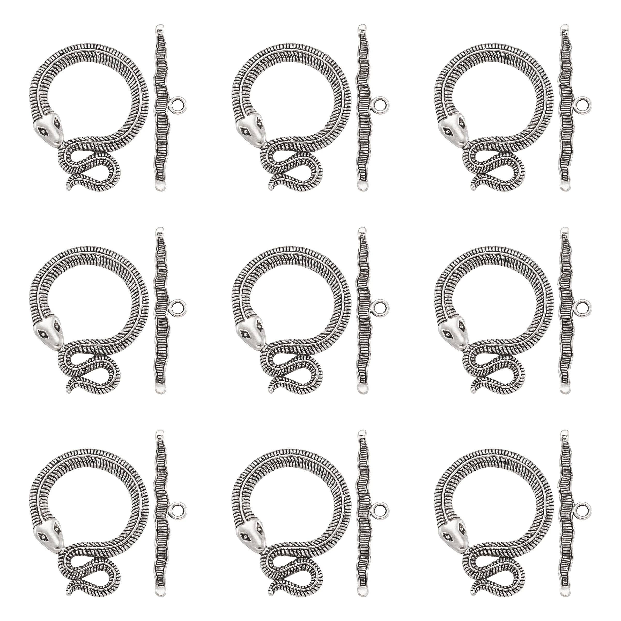 5 компл. Античное серебро Тибетский Стиль Змея тумблер застежки для изготовления