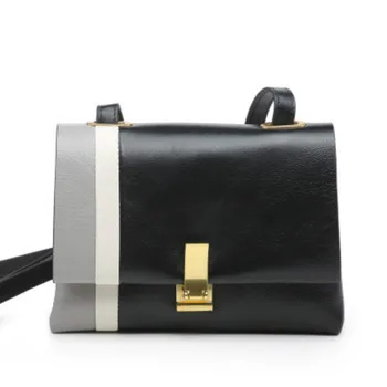 

Natural Cowhide Leather Womemn Bag 2020 New One Shoulder Messenger Bag Contrast Lock Small Square Bag Big Capacity Bag