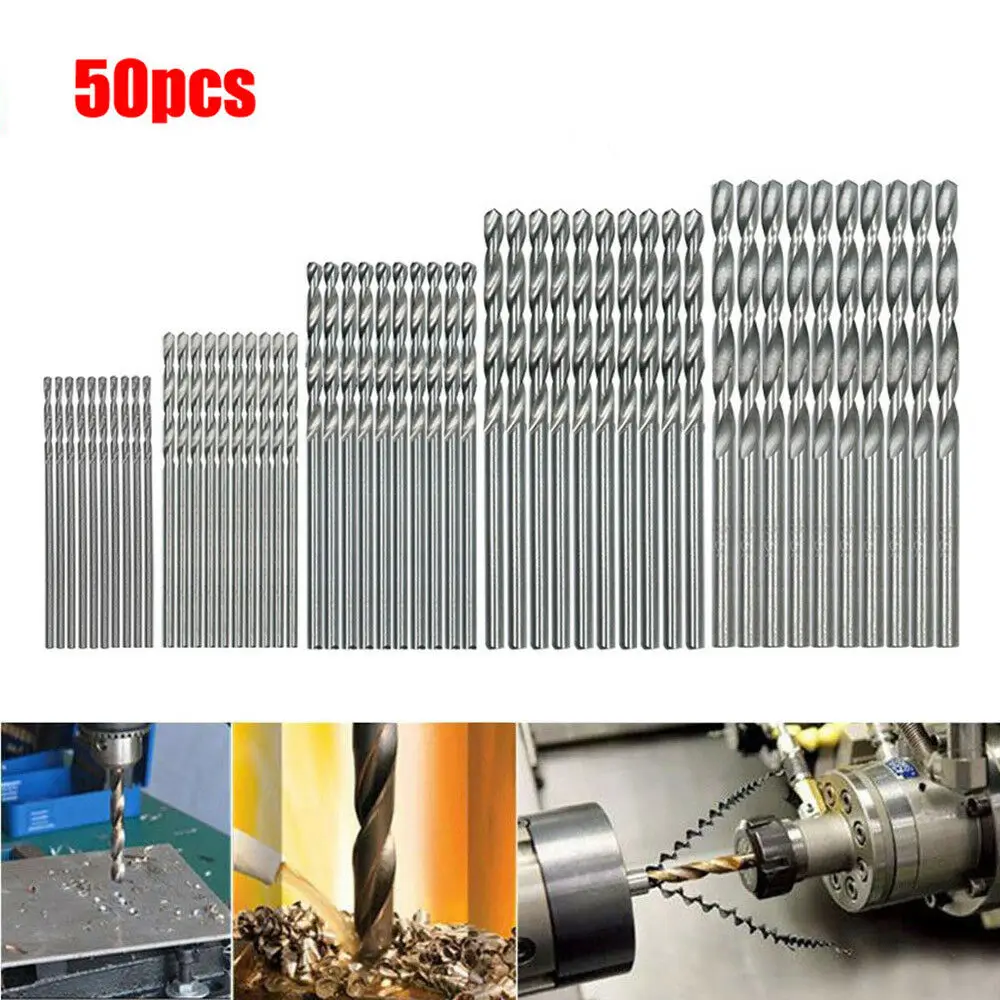 50pcs High Quality  Titanium Coated HSS High Speed Steel Drill Bit Set Tool 1/1.5/2/2.5/3m MA DIY Home Construction