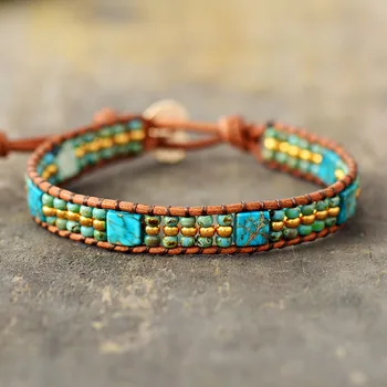 New Boho Bracelets High End Women Leather Wrap Bracelets W/ Colorful Beads Strand Bracelet Bohemian Jewelry Dropshipping