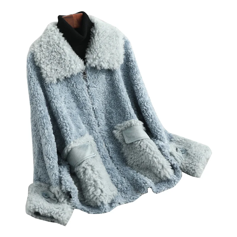 Зимнее пальто из натурального меха женская куртка из шерсти из натурального меха корейские короткие меховые пальто Верхняя одежда Manteau Femme KQN59404 KJ3161