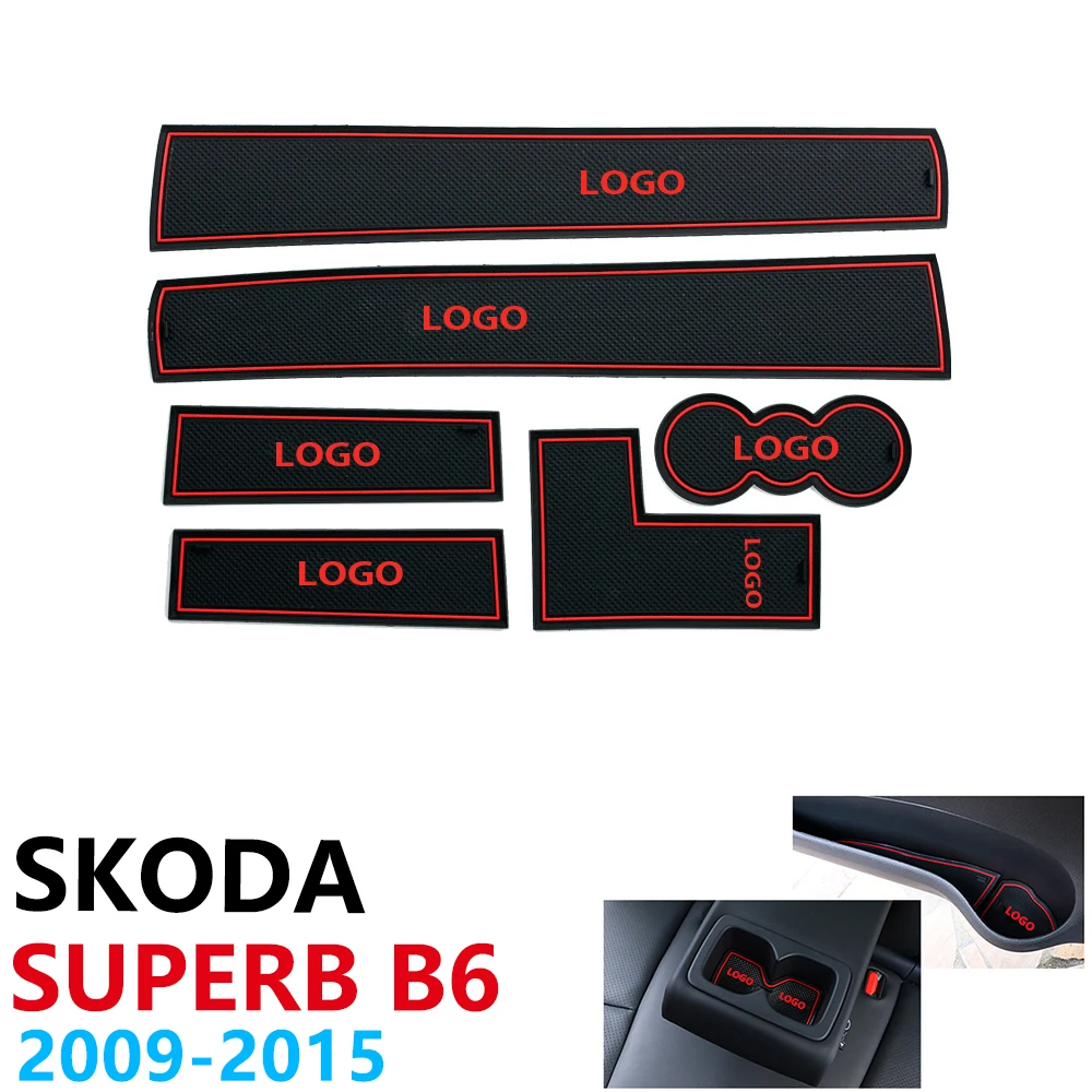 

Anti-Slip Rubber Cup Cushion Door Groove Mat for Skoda Superb 2 B6 MK2 Comib 2009~2015 2010 2012 2014 Accessories mat for phone