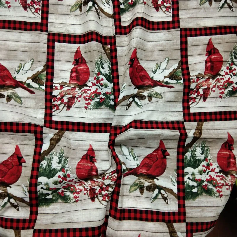 Рождество красный Lucky Bird печатных хлопчатобумажная ткань проверить лоскутное DIY шитье стеганое постельное белье детская ткань 50x105 см