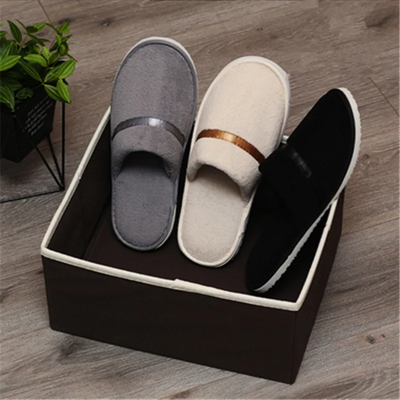 

Wholesale 5pairs\lot Comfortable Coral Fleece Men women Disposable Slippers Thickened Anti-skid Family Hotel Travel Slippers