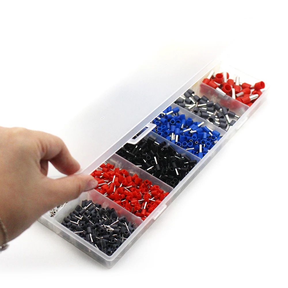 

1200Pcs Assorted End Electrical Wire Crimp Terminal Connector Kit Set Crimping Wire End Terminals Copper Insulated Cord Pin